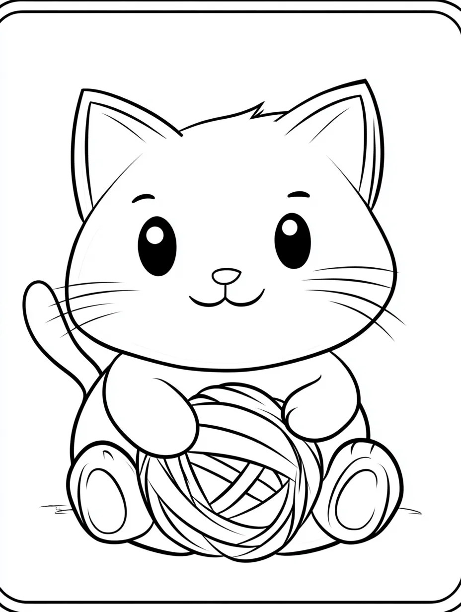 imprimer coloriage Chat Kawaii gratuit