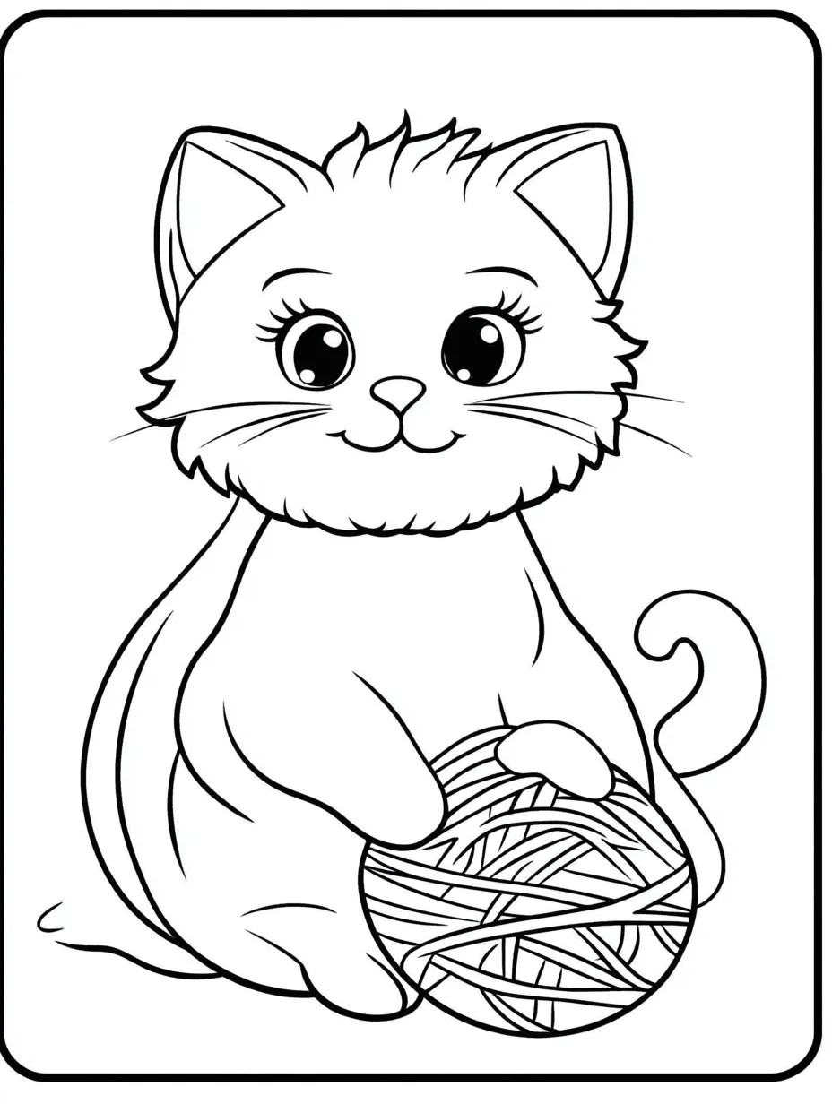 coloriage Chat Kawaii a imprimer pour enfant de 4 ans