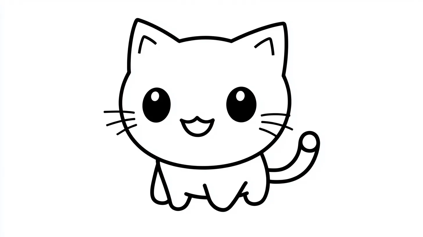 a imprimer coloriage Chat Kawaii gratuit