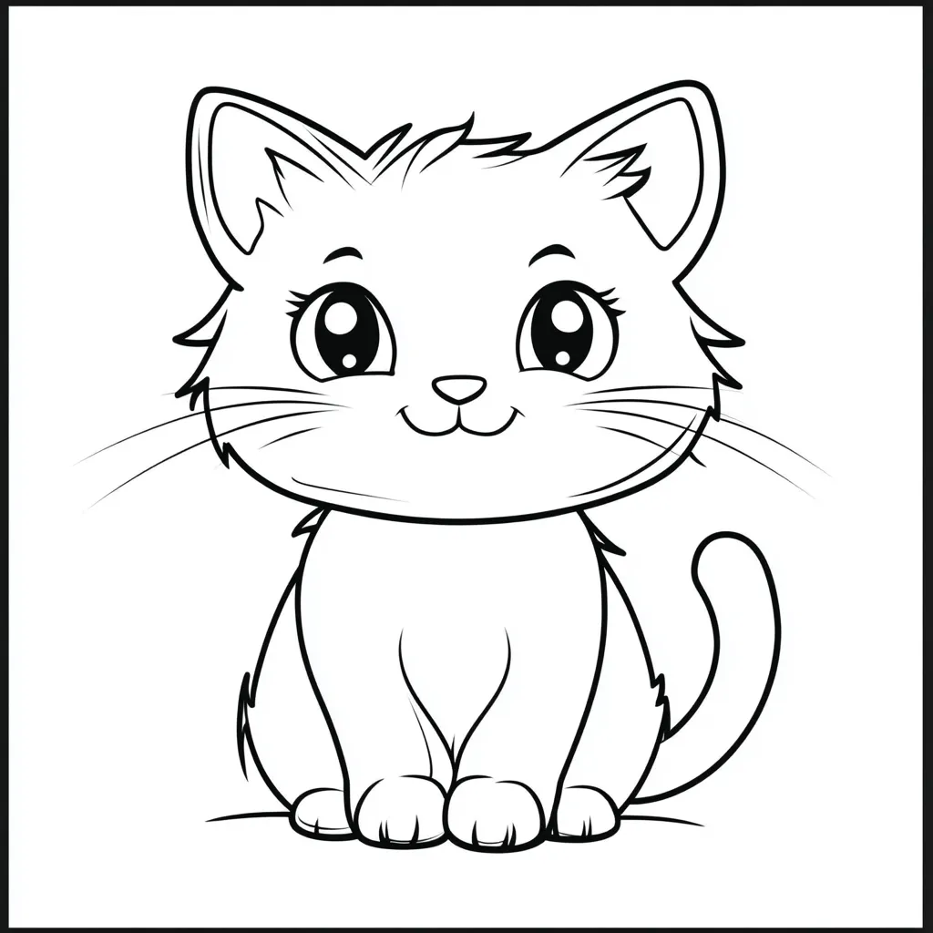 coloriage Chat Kawaii a dessiner en ligne 1