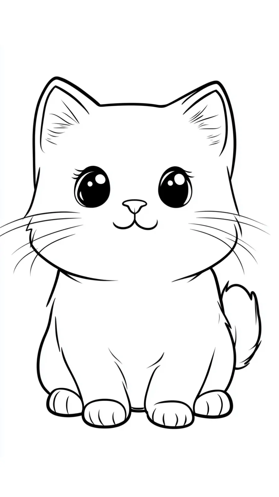 coloriage Chat Kawaii pour enfant de 6 ans