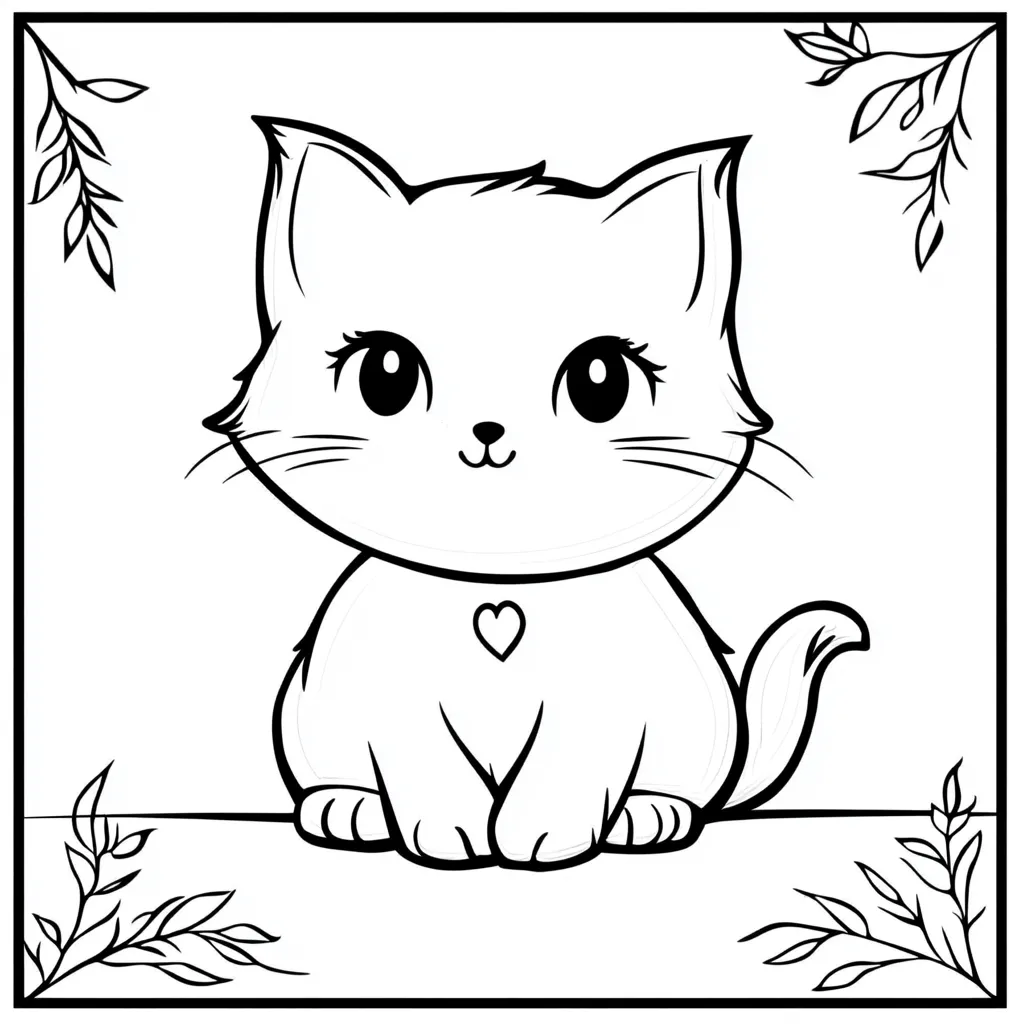 coloriage Chat Kawaii d'enfant a imprimer