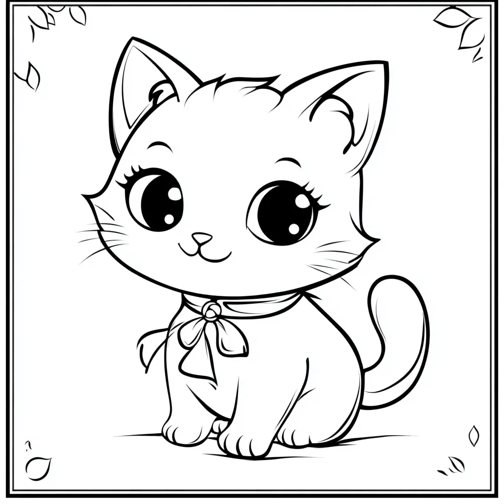 coloriage Chat Kawaii à imprimer pour enfant de 8 ans