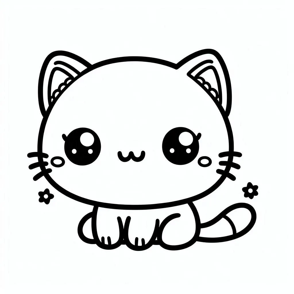 coloriage Chat Kawaii à imprimer