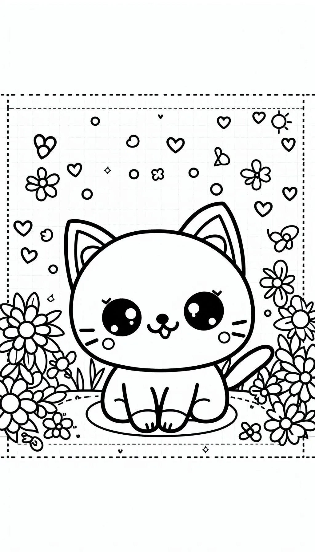 coloriage Chat Kawaii et decoupage a imprimer gratuit