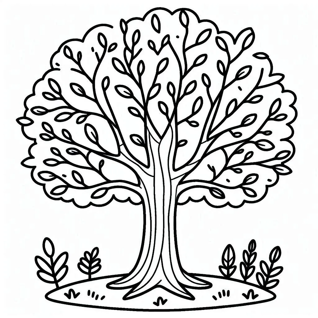 coloriage Arbre à imprimer kawaii