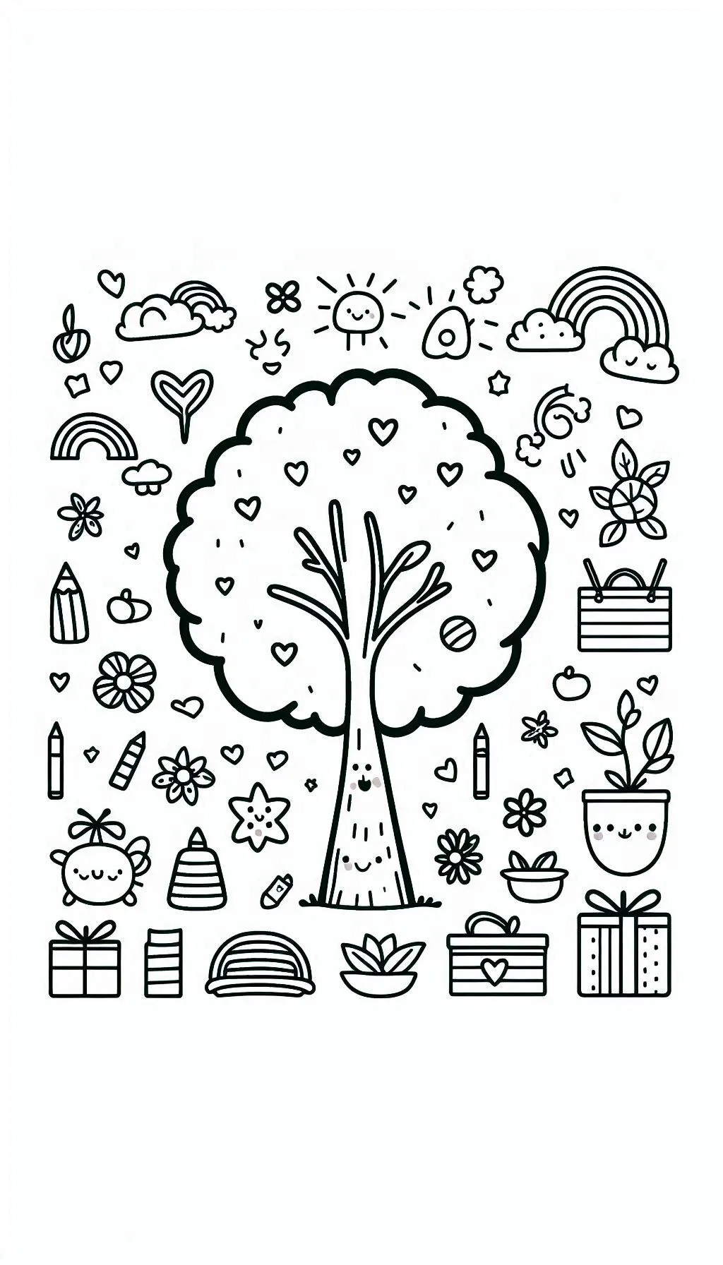 coloriage Arbre et decoupage a imprimer gratuit