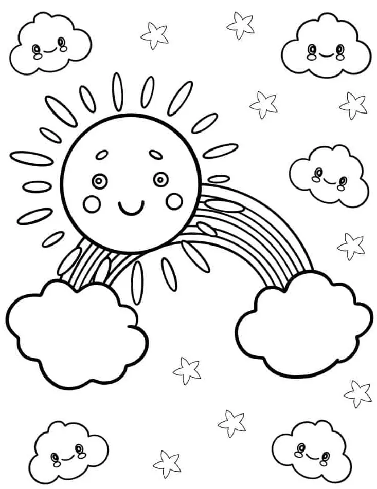 coloriage Arc En Ciel educatif pour enfant