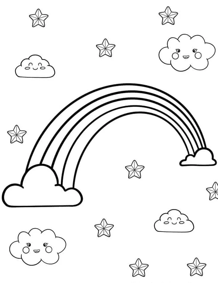 coloriage Arc En Ciel à imprimer pour enfant de 6 ans 1