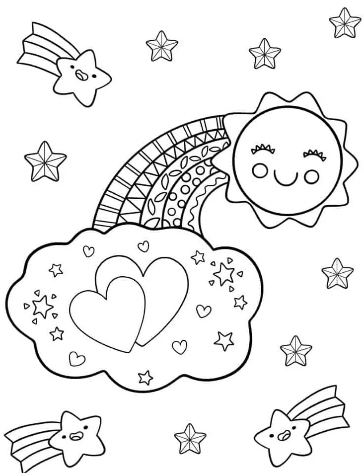 image pour coloriage Arc En Ciel enfant 1