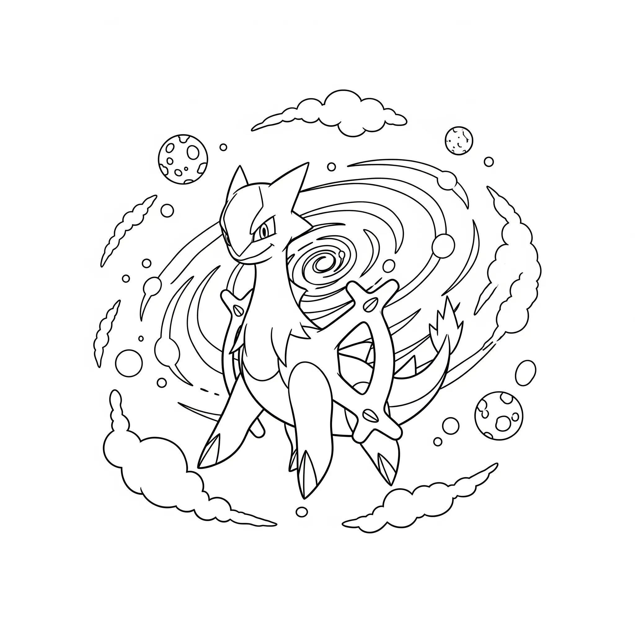 coloriage Arceus et le Cosmos à imprimer kawaii