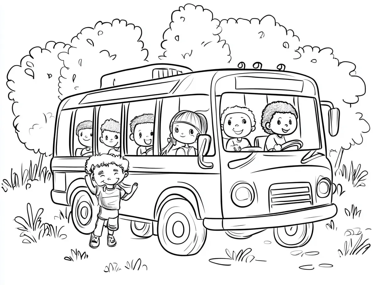 coloriage Autobus Scolaire pour primaire