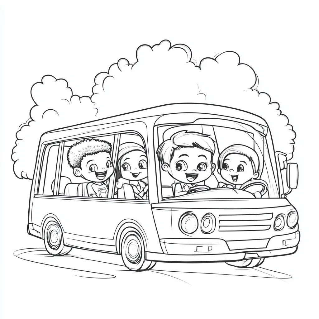 imprimer coloriage Autobus Scolaire 1