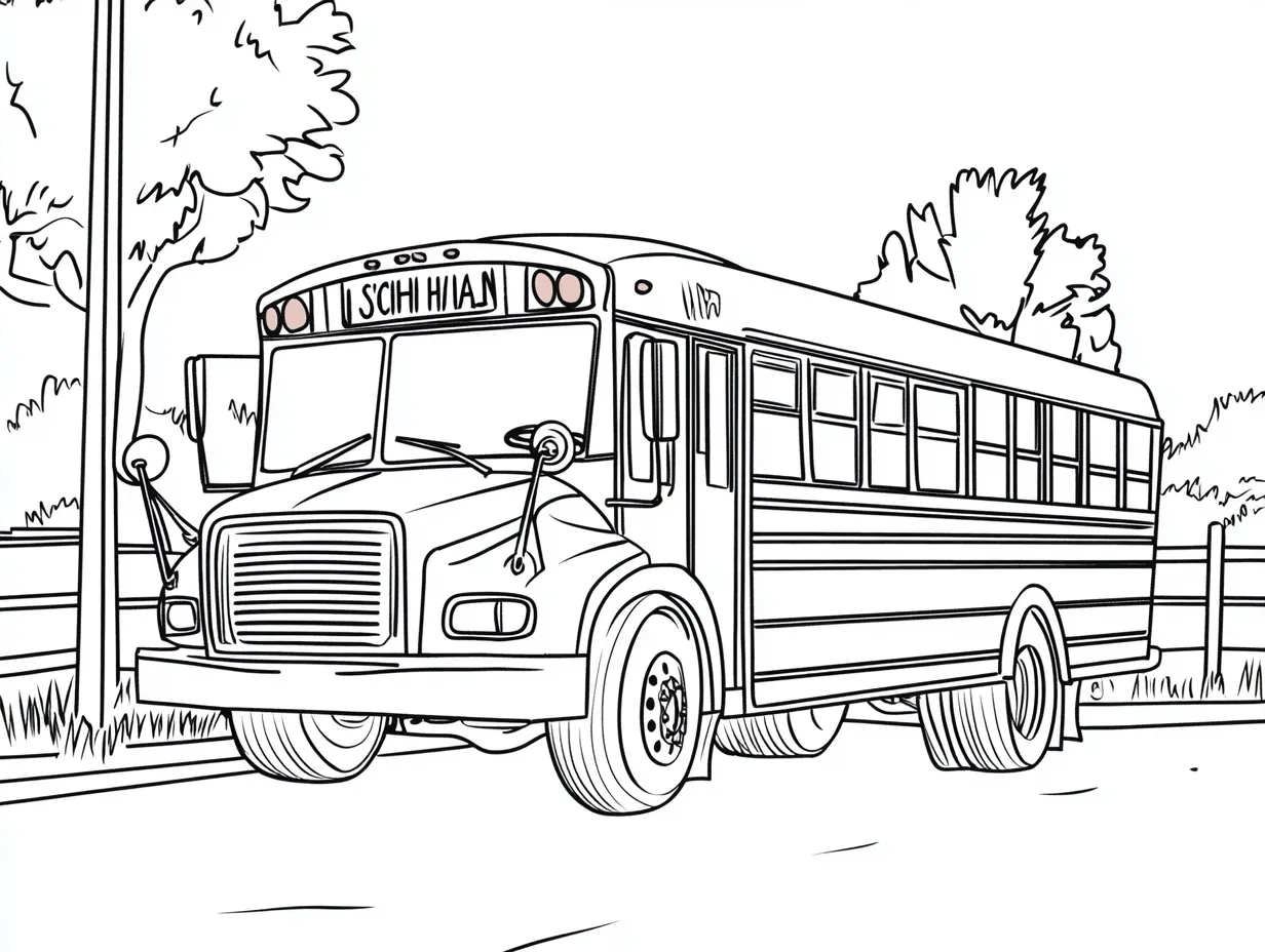 coloriage Autobus Scolaire à imprimer pour enfant de 12 ans