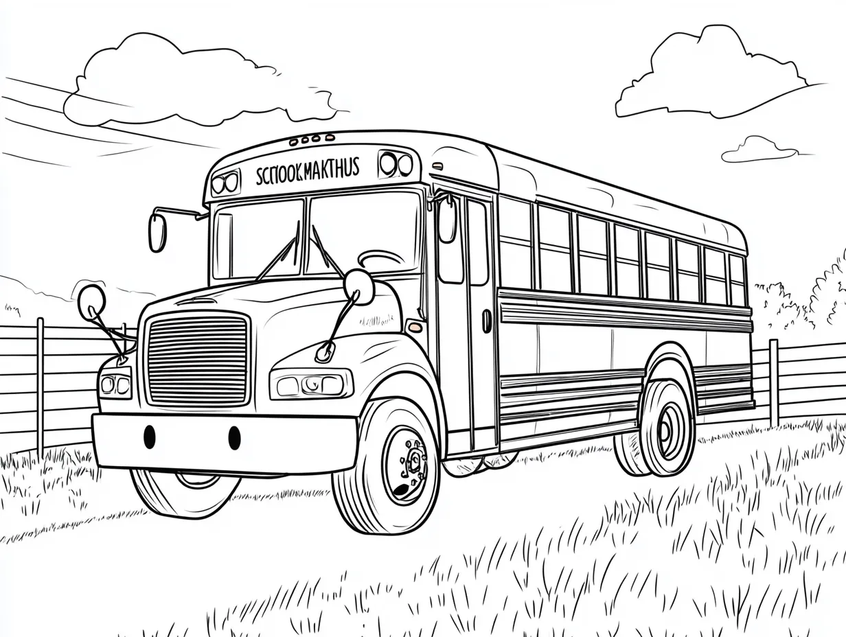 coloriage Autobus Scolaire pour enfant de 6 ans