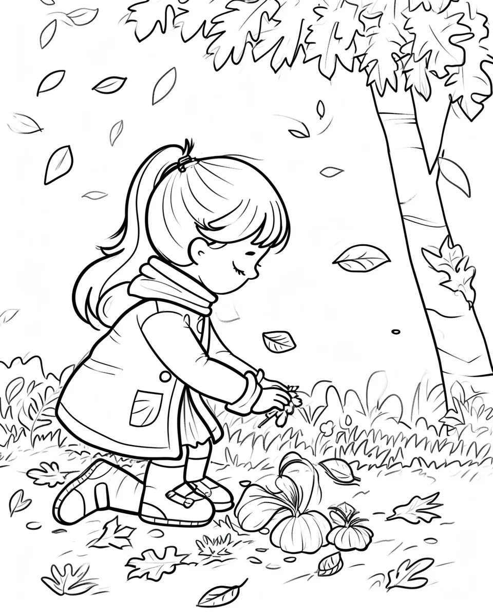 image pour coloriage Automne enfant