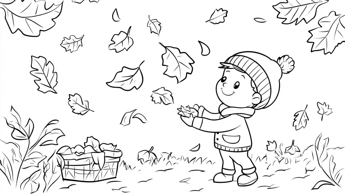 coloriage Automne à imprimer kawaii