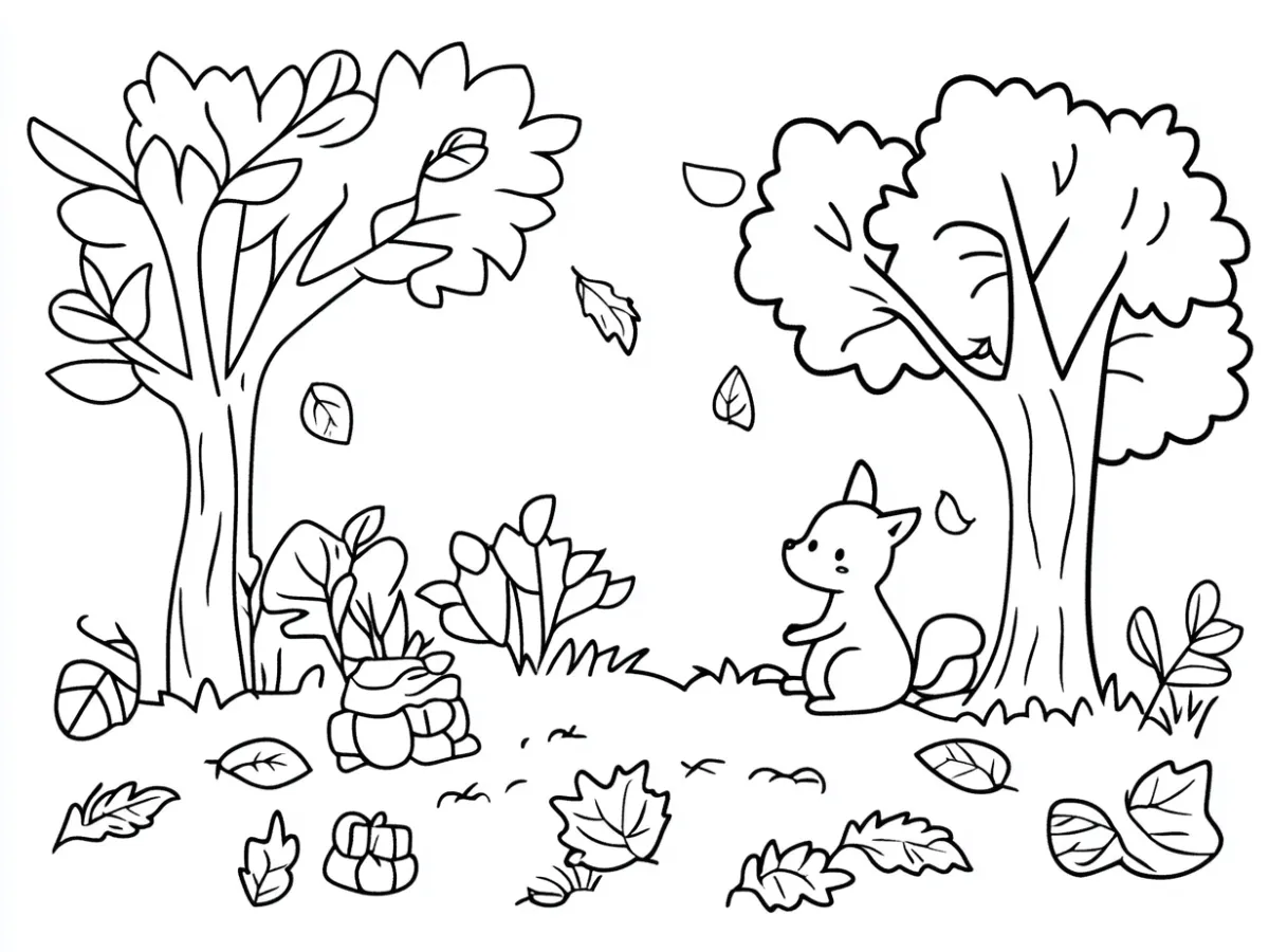 coloriage Automne à imprimer pour enfant de 10 ans