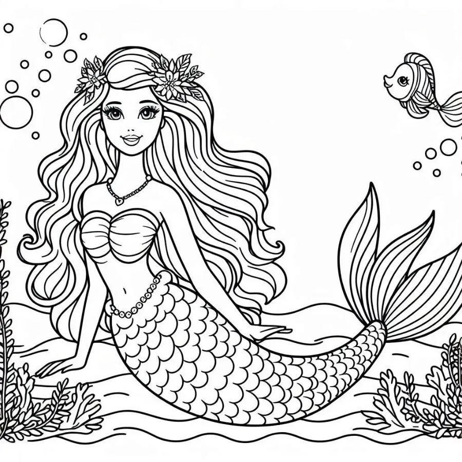 64 Barbie Sirena para colorear Sumergete en el Oceano Magico