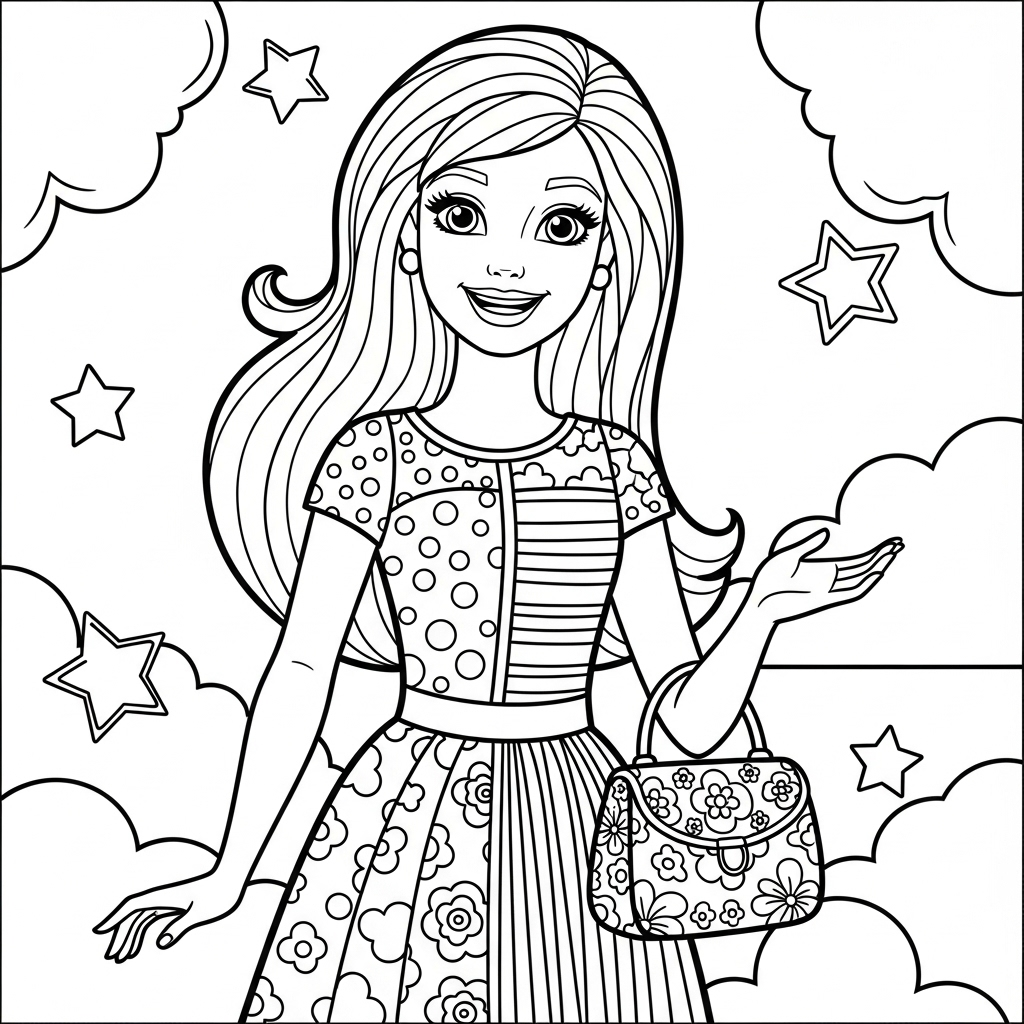 coloriage Barbie update d'enfant a imprimer