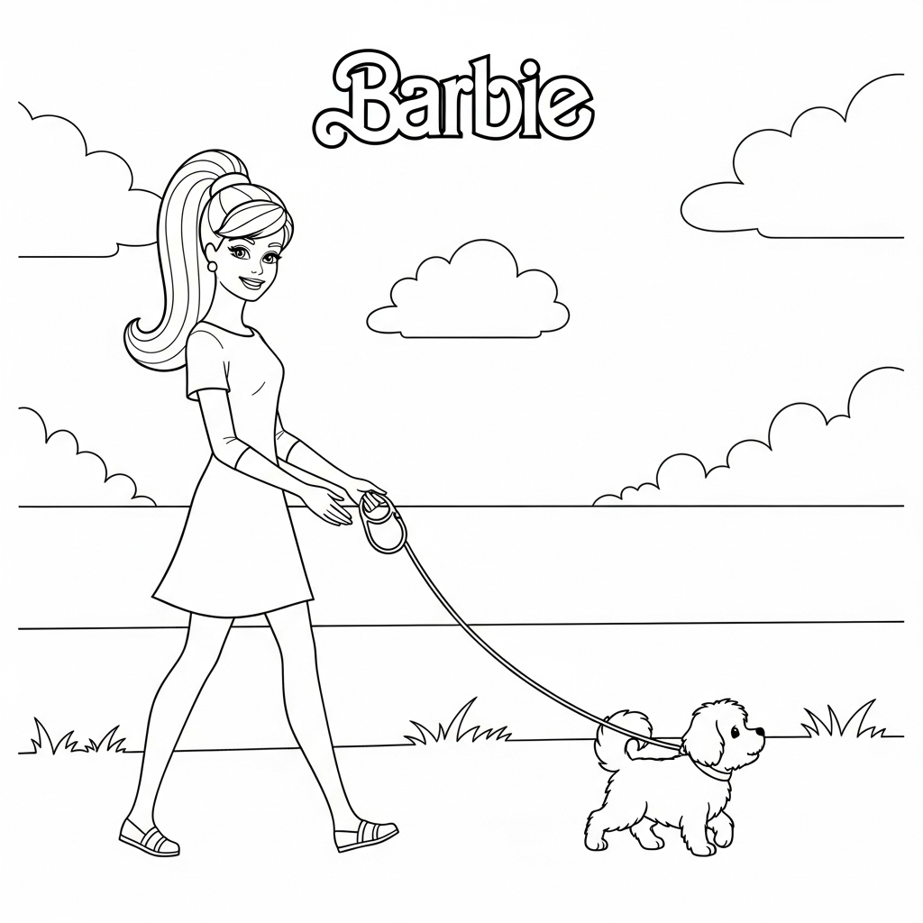 coloriage Barbie update à imprimer pour enfant de 9 ans