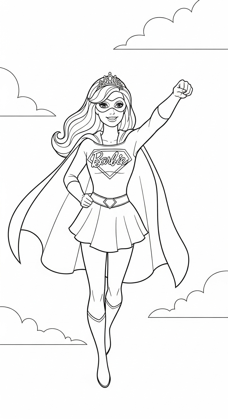 coloriage Barbie update a imprimer pour enfant de 4 ans