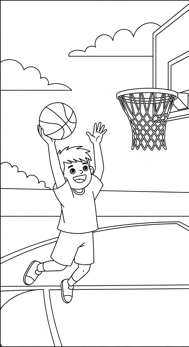 coloriage Basketball updated pour enfants à télécharger