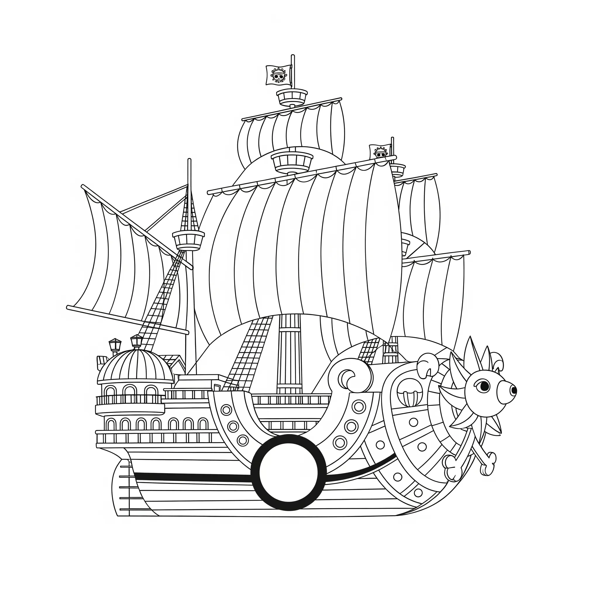 coloriage Bateau Thousand Sunny (vue de côté) à imprimer pour enfant de 3 ans