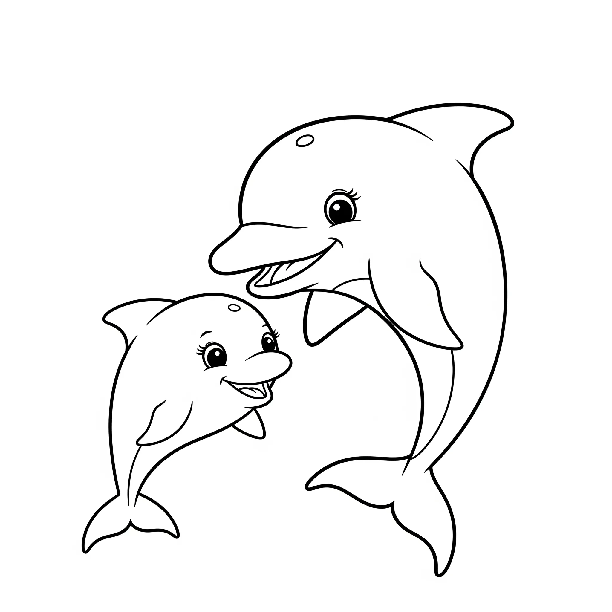 coloriage Bébé dauphin et sa maman en ligne pour enfant