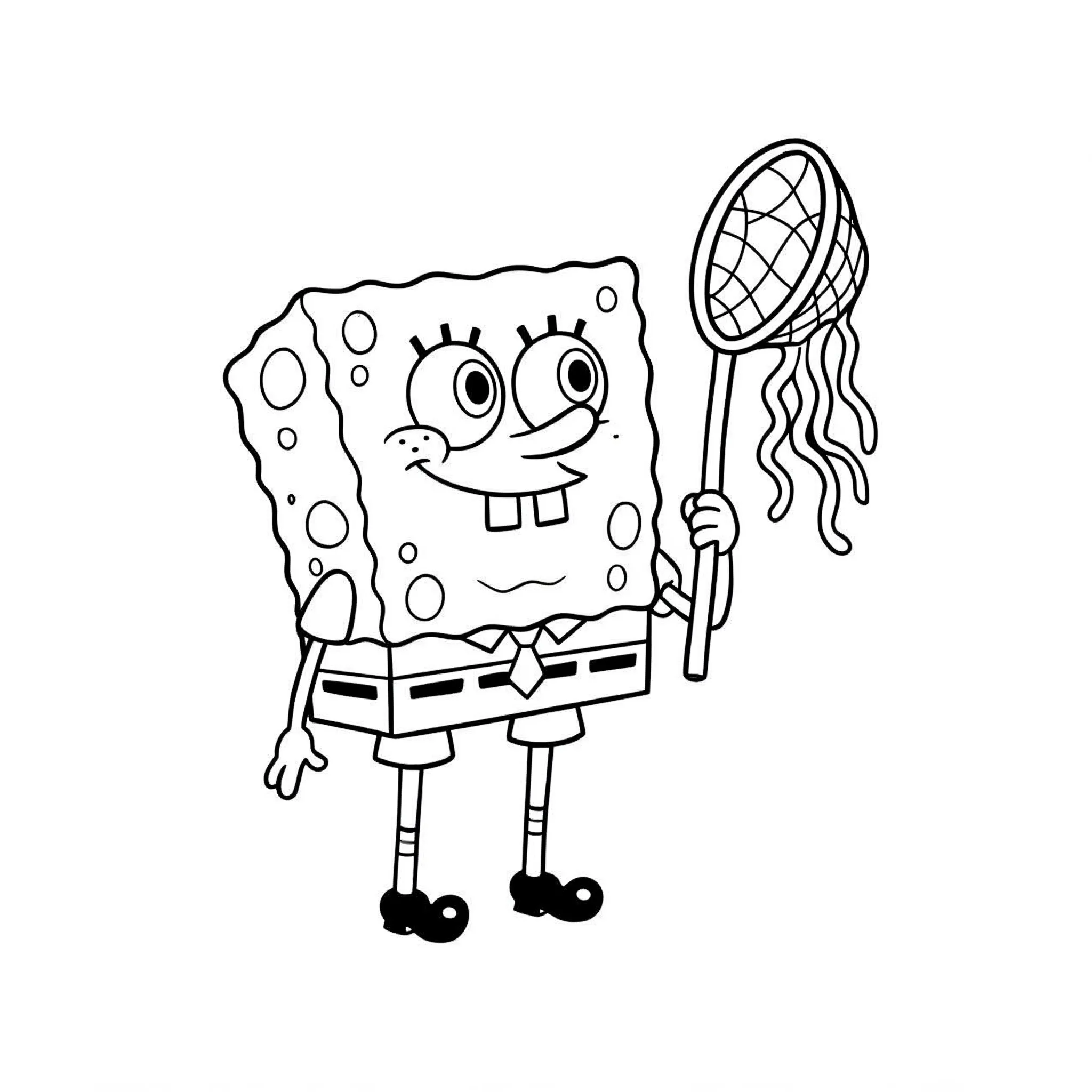 imprimer coloriage Bob et son filet à méduses gratuit