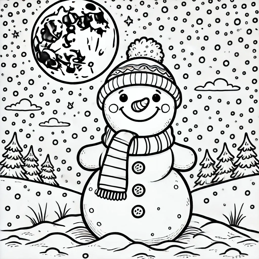 coloriage Bonhomme de neige gratuit en ligne 1