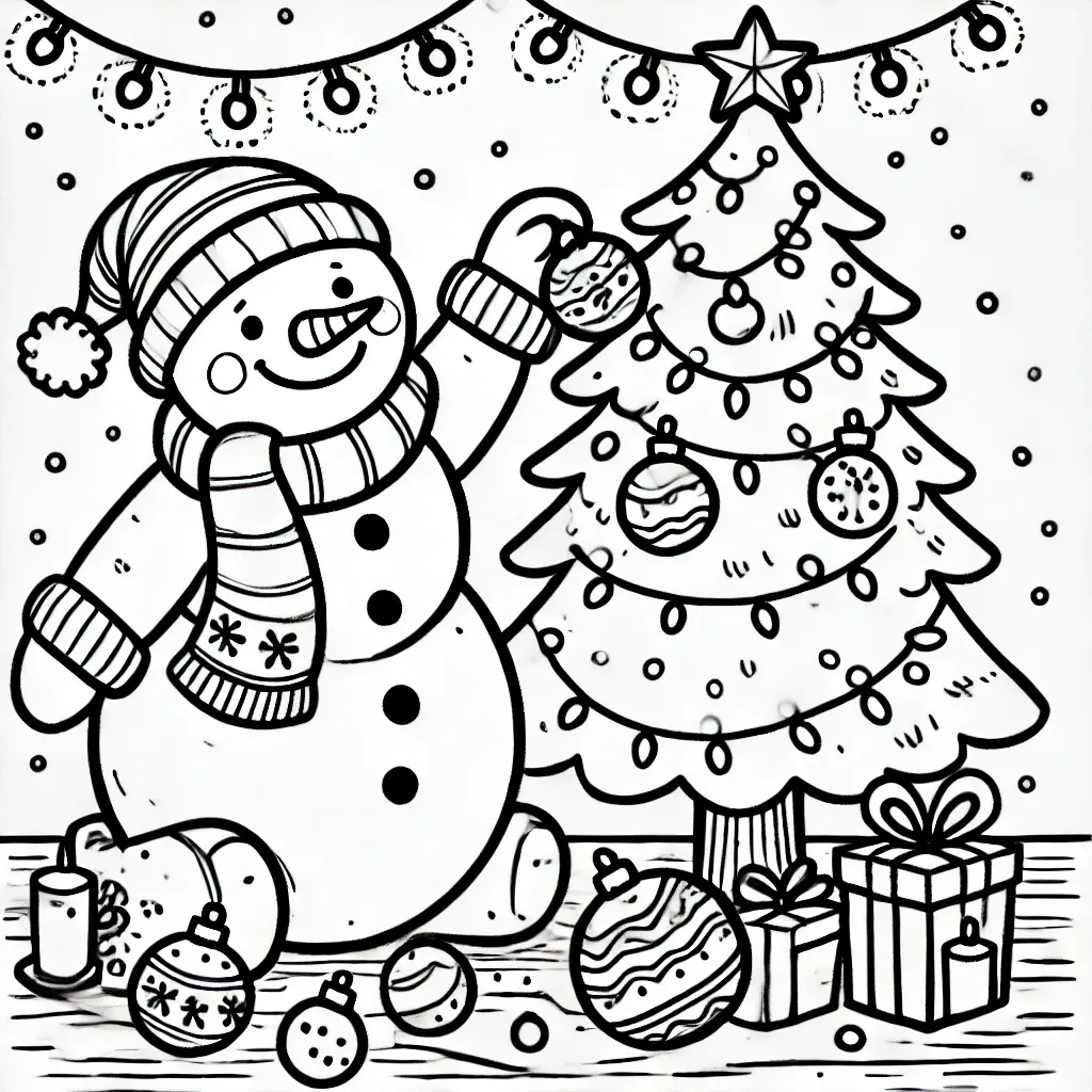 coloriage Bonhomme de neige à imprimer pour enfant de 8 ans