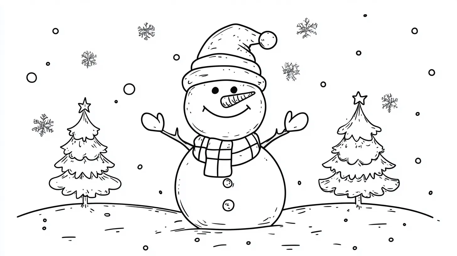 coloriage Bonhomme de neige a telecharger