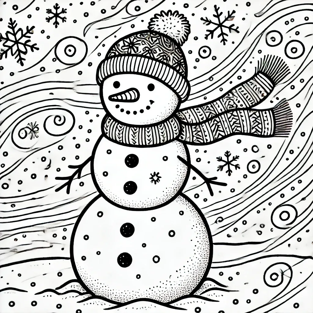 coloriage Bonhomme de neige pour enfant de 8 ans 1