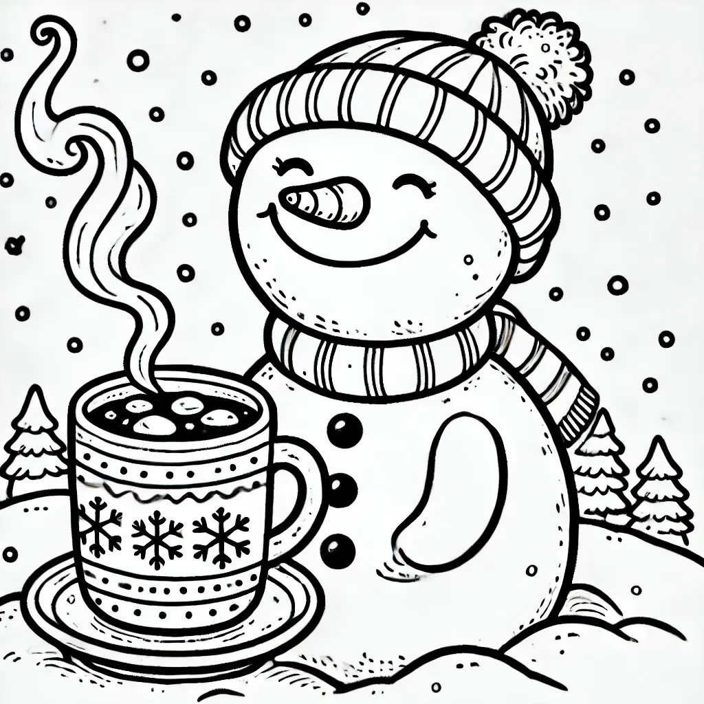 image de coloriage Bonhomme de neige pour enfant