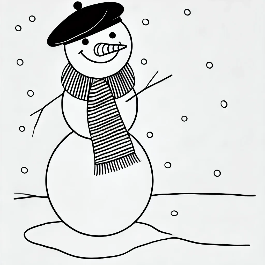 coloriage Bonhomme de neige à imprimer pour enfant de 3 ans 1