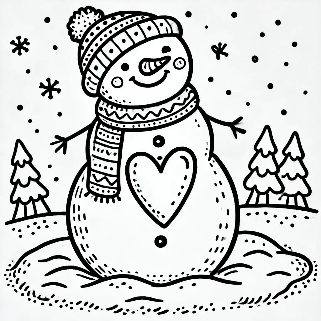 coloriage Bonhomme de neige pour enfants a imprimer