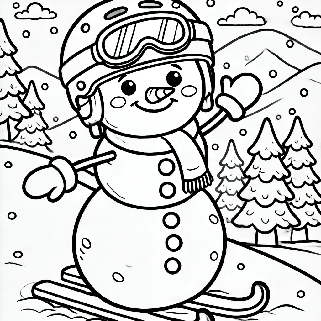 image pour coloriage Bonhomme de neige enfant