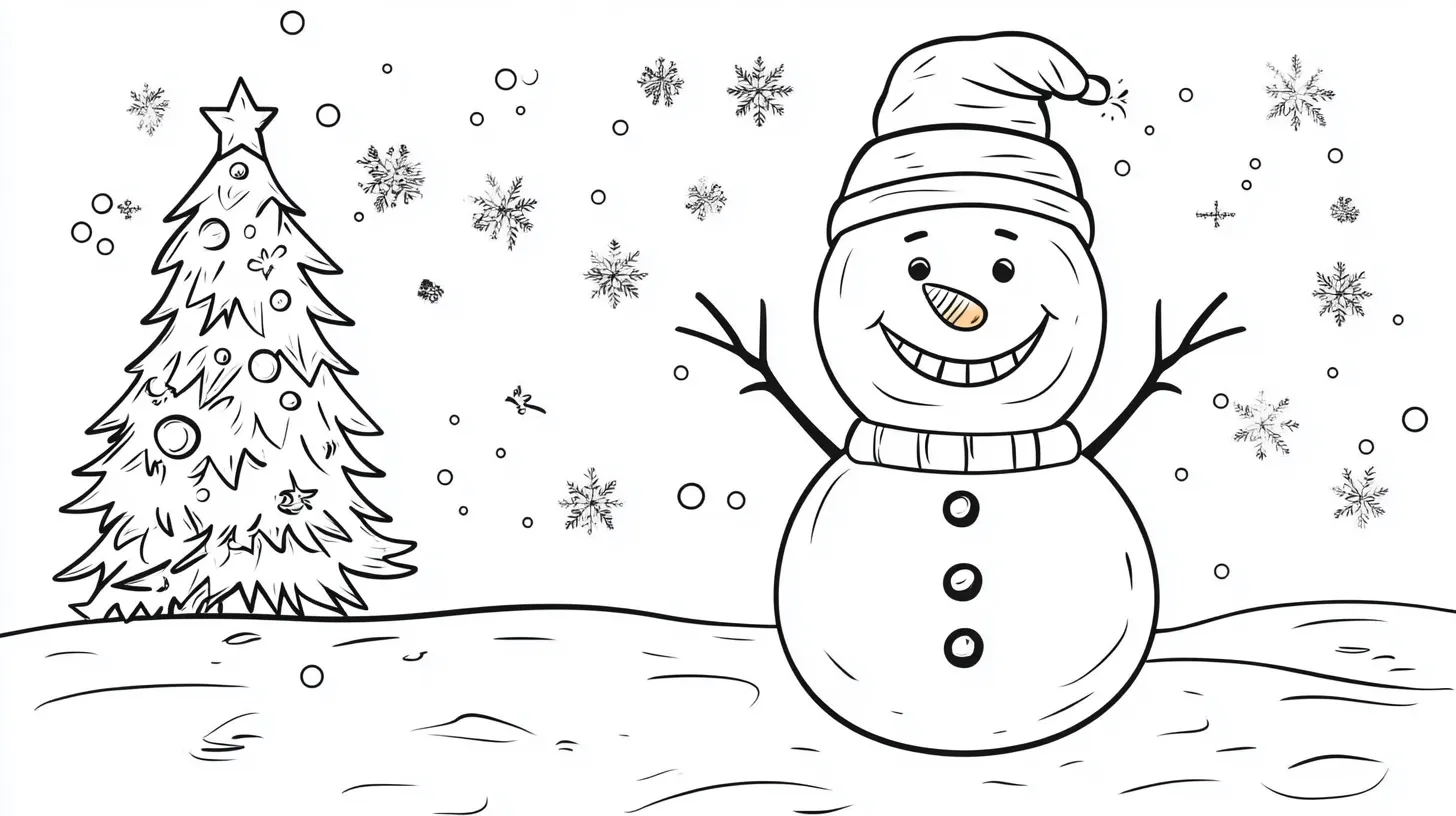 coloriage Bonhomme de neige à imprimer pour enfant de 10 ans 1