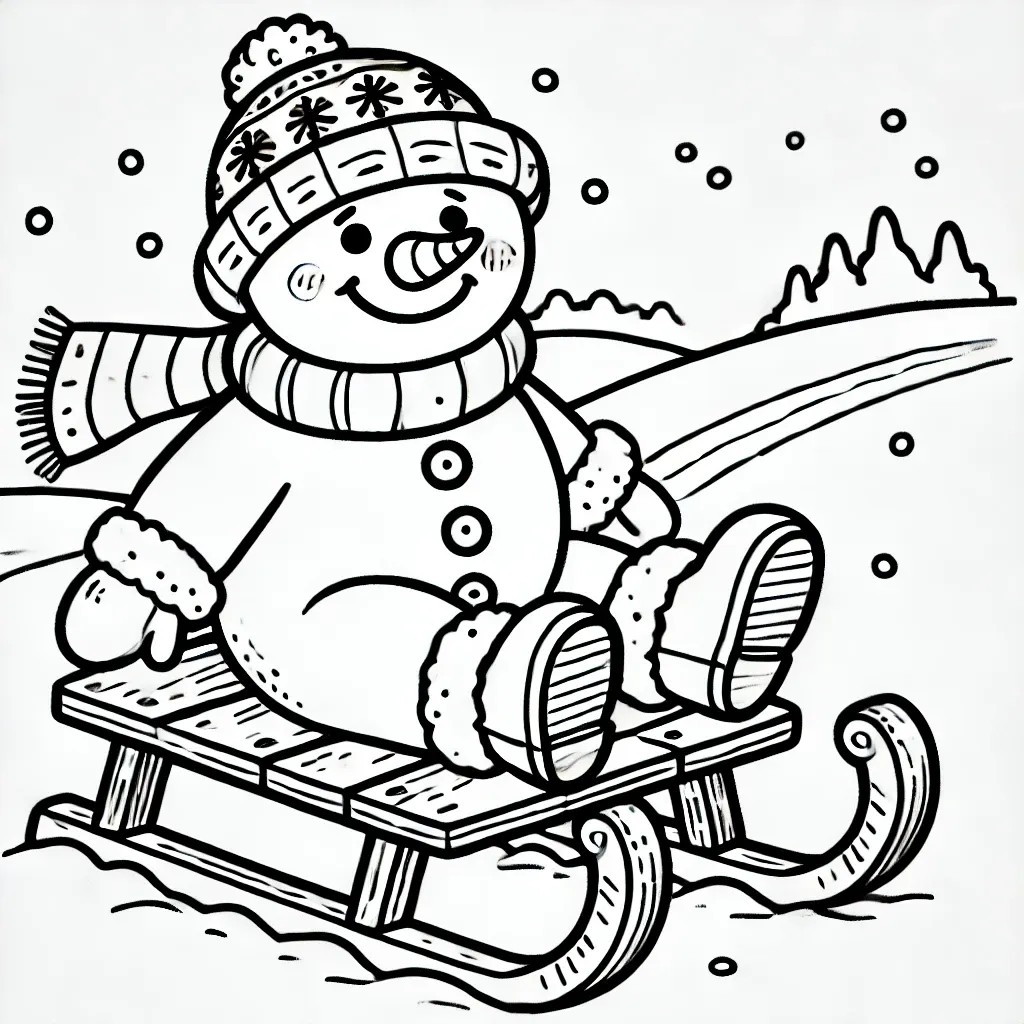 coloriage Bonhomme de neige d'enfant a imprimer