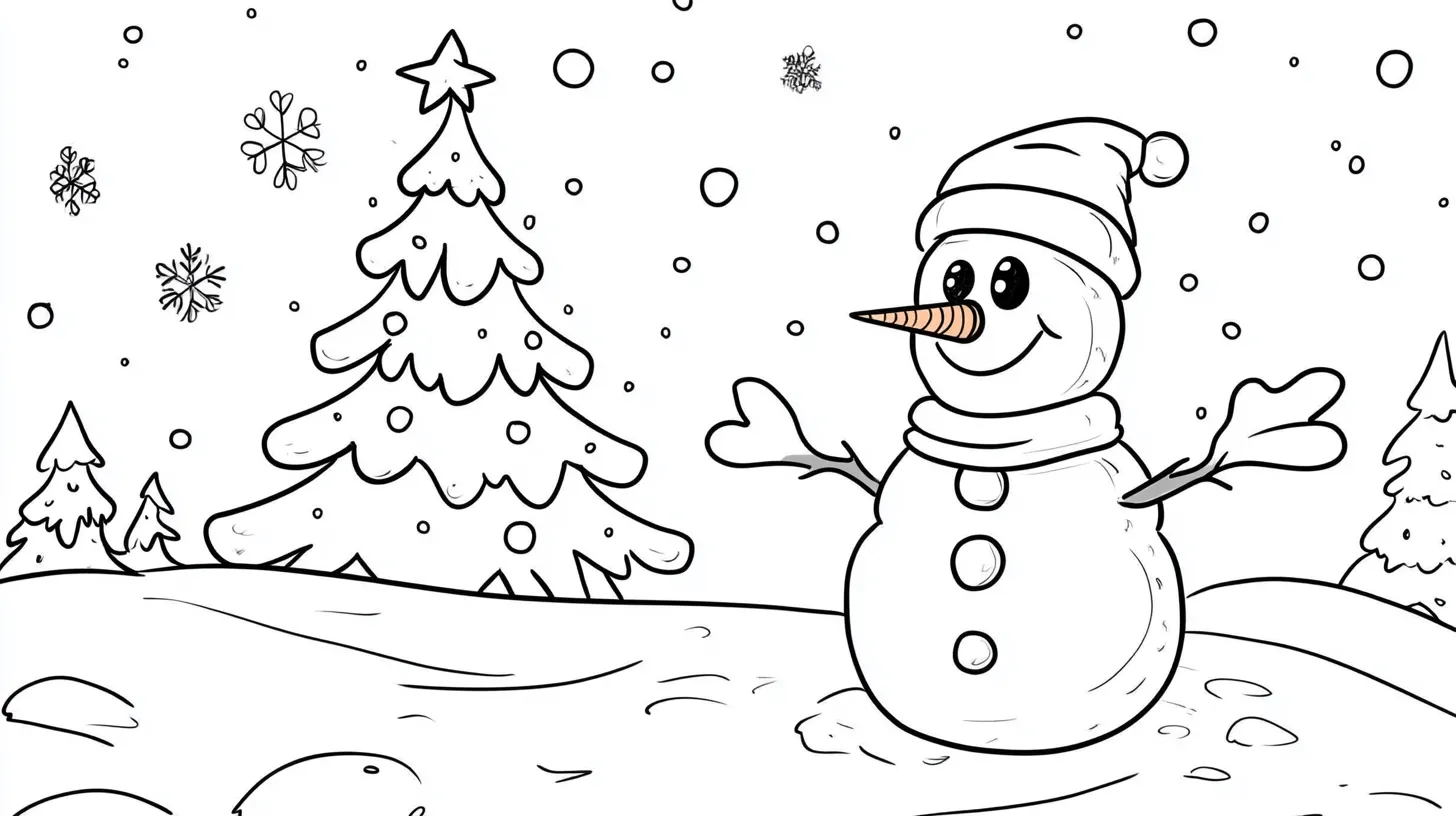 coloriage Bonhomme de neige à imprimer pour enfant de 12 ans