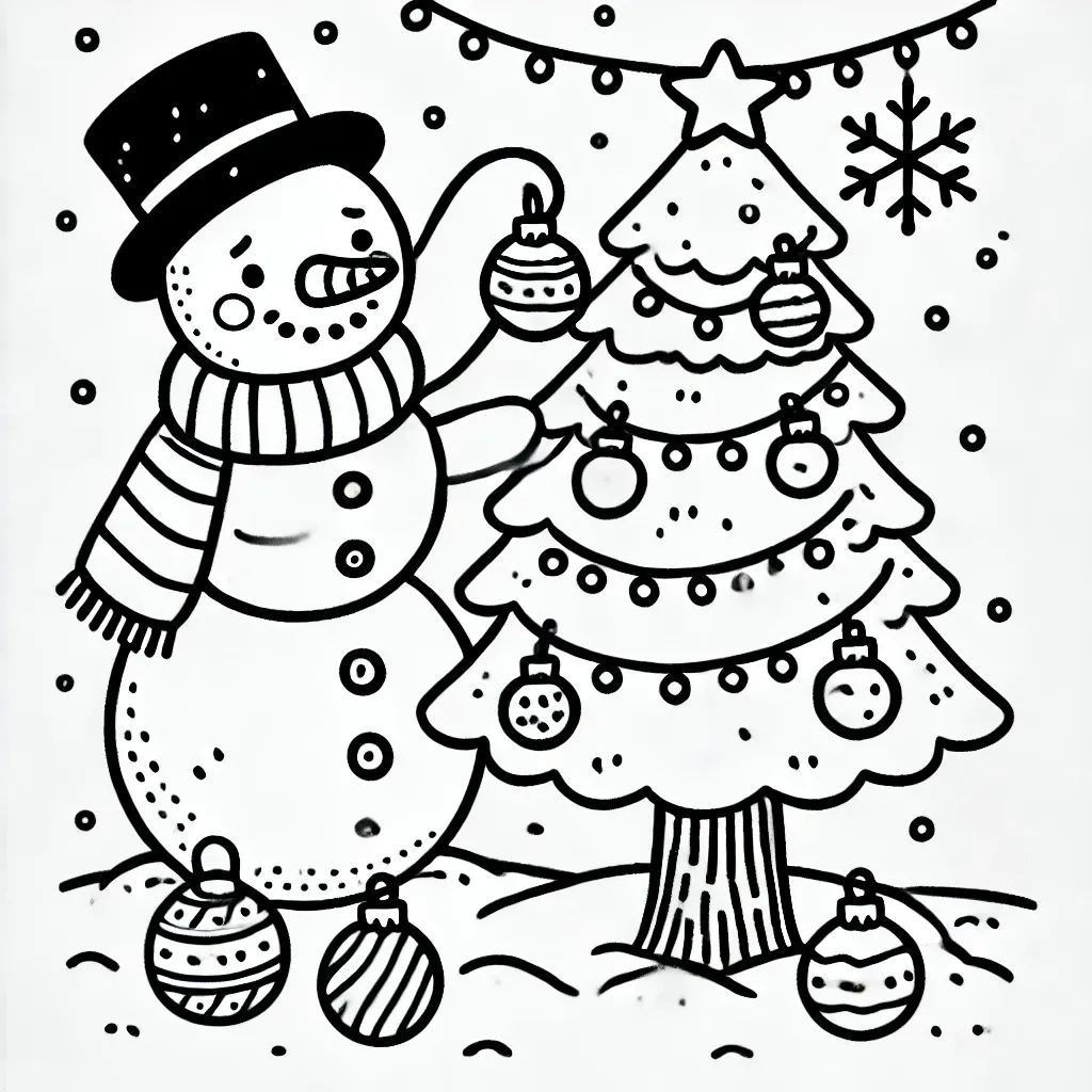 coloriage Bonhomme de neige pour enfant de 6 ans