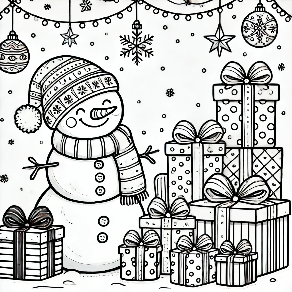 coloriage Bonhomme de neige à imprimer pour enfant de 2 ans