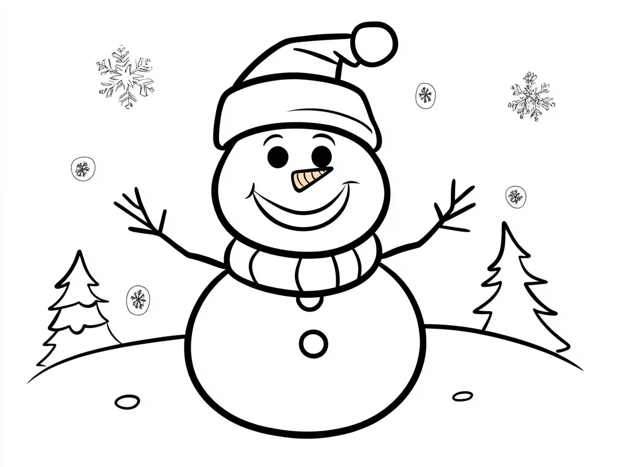 coloriage Bonhomme de neige pour enfant de 8 ans