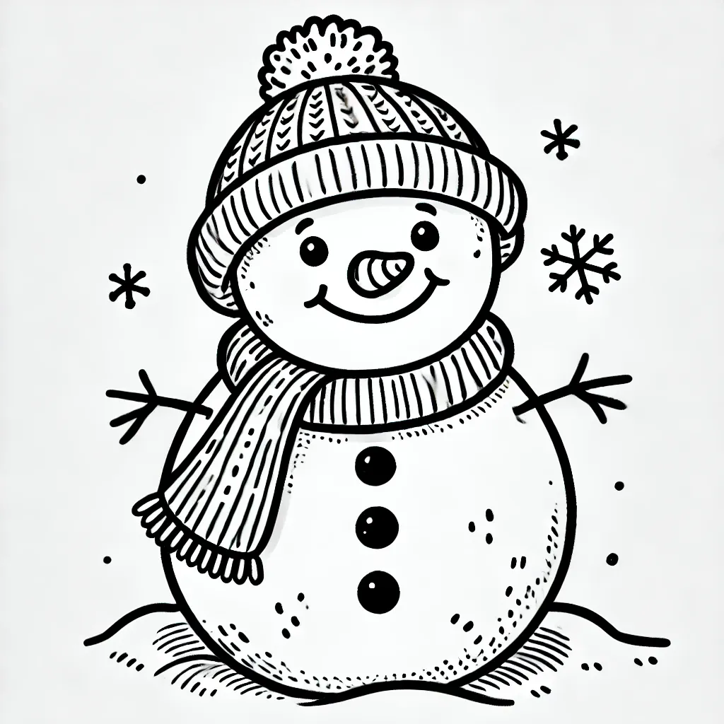 coloriage Bonhomme de neige à imprimer pour enfant de 2 ans 1