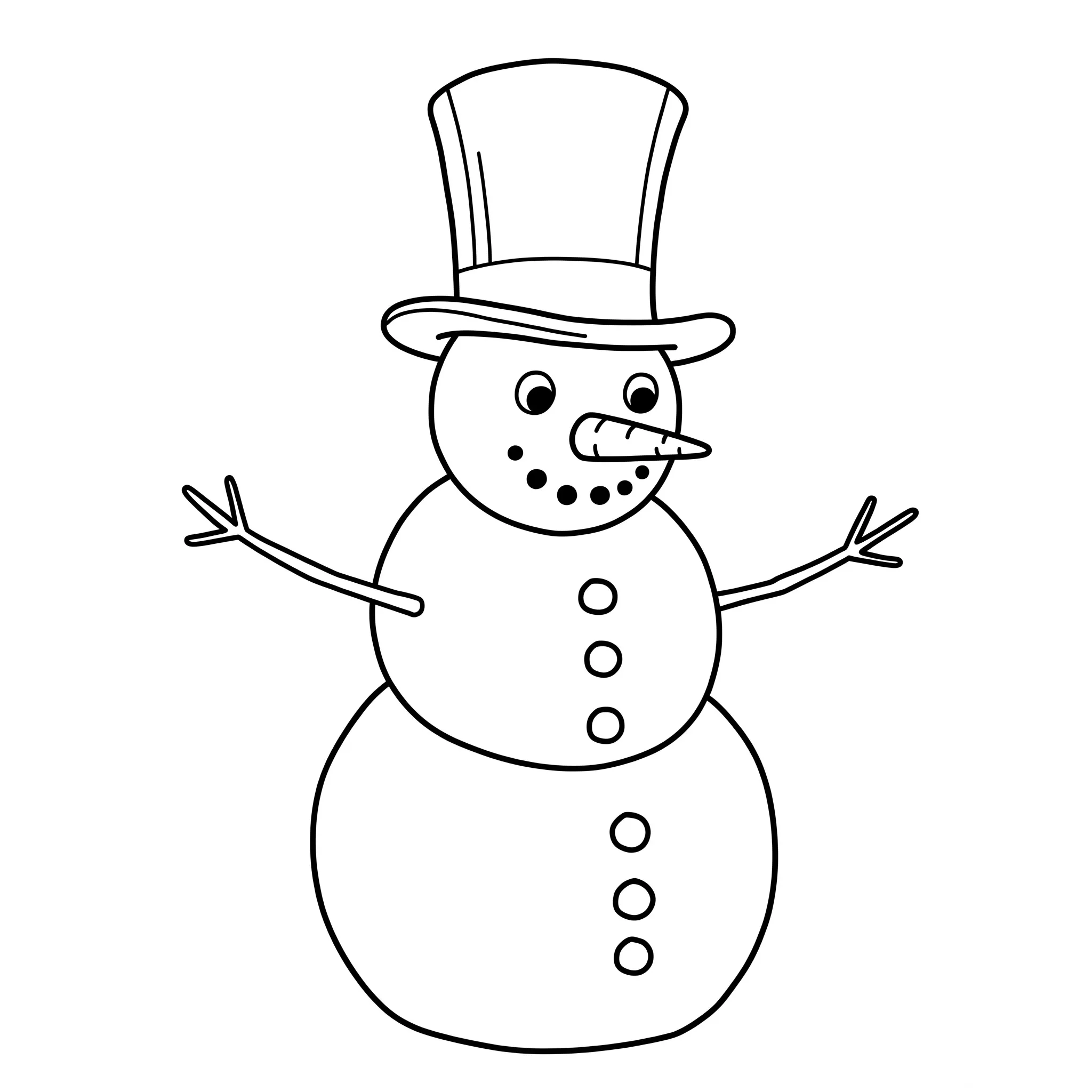 coloriage Bonhomme de neige avec un chapeau gratuit a imprimer