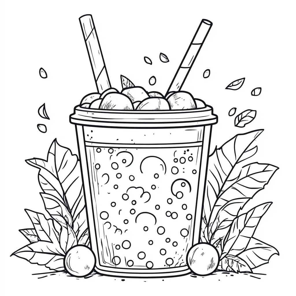 coloriage Bubble Tea à imprimer pour enfant de 4 ans