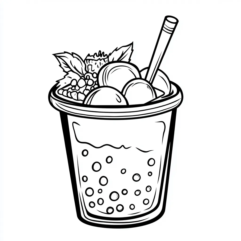 coloriage Bubble Tea a imprimer pour enfant de 4 ans