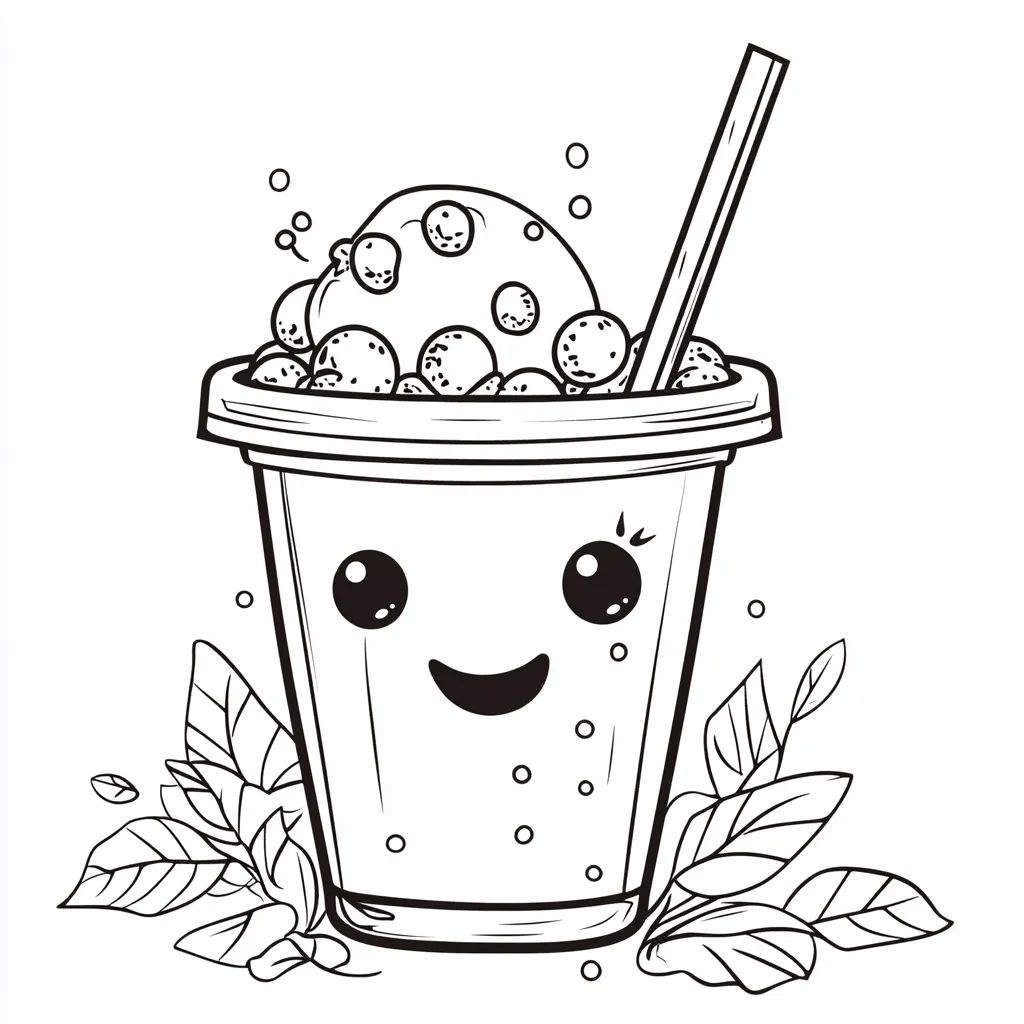 coloriage Bubble Tea à imprimer pour enfant de 3 ans