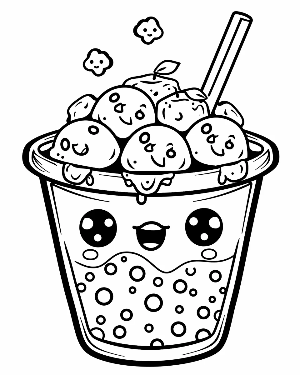 coloriage Bubble Tea pour enfant de 4 ans 1